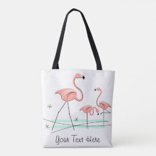 Bolsa Tote Texto do trio 2 dos flamingos por todo o lado no