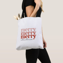 Bolsa Tote Texto feliz de Natal saudando vermelho e branco