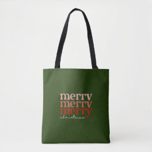 Bolsa Tote Texto feliz de Natal saudando vermelho e verde
