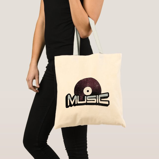 Bolsa Tote Texto musical com vinil record (Frente (produto))