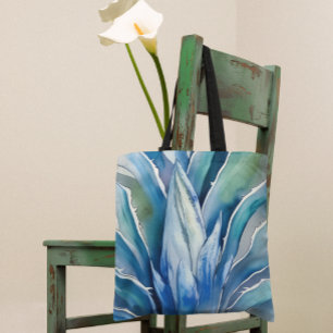Bolsa Tote Texto ou Nome Personalizado do Agave Azul