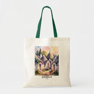 Bolsa Tote Texto Personalizado Alberobello Itália Trulli Aqua