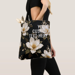 Bolsa Tote Texto Personalizado BMagnolia Floral Padrão Sem Co