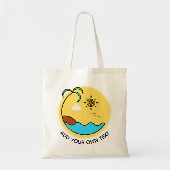 Bolsa Tote Texto Personalizado de Emblem de Praia do Verão Mo (Frente)