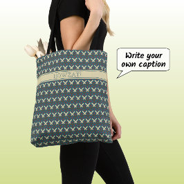 Bolsa Tote Texto personalizado do padrão de batidas de críque