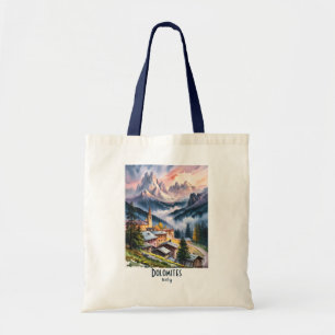 Bolsa Tote Texto Personalizado Dolomitas Itália Paisagem Aqua