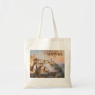 Bolsa Tote Texto Personalizado Sassi di Matera Itália Aquarel
