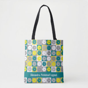 Bolsa Tote Texto personalizado, seleção amarela e verde