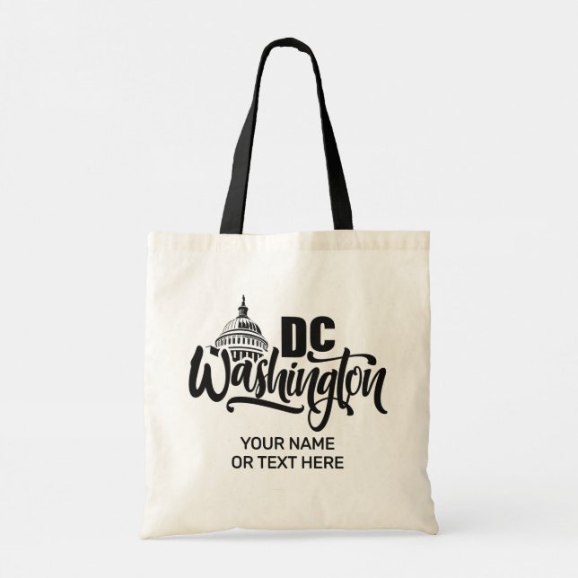 Bolsa Tote Texto Personalizado Washington DC (Verso)