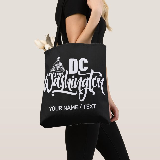 Bolsa Tote Texto Personalizado Washington DC (Close Up)