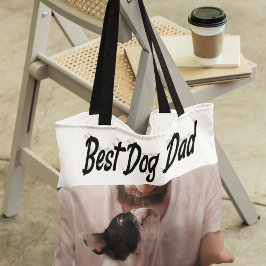Bolsa Tote Texto Preto da Foto do Melhor Pai de Cão