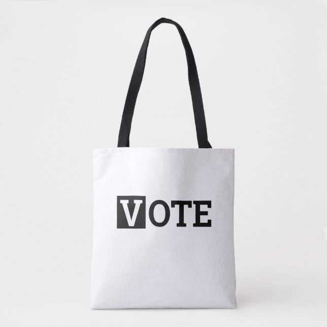 Bolsa Tote Texto Preto e Branco Votar (Frente)
