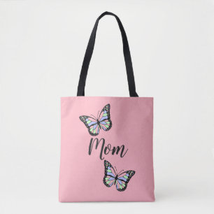 Bolsa Tote Texto rosa e preto Mãe e Borboletas