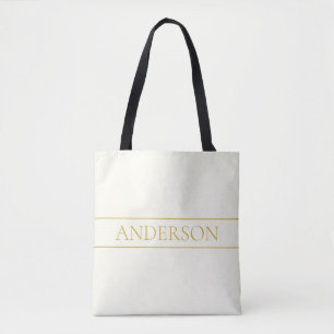Bolsa Tote Texto Simples Elegante Personalizável Dourado Br
