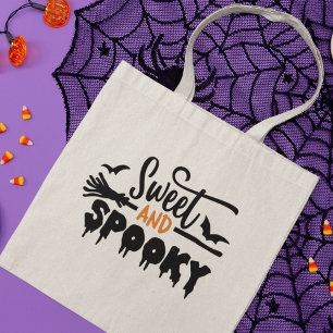 Bolsa Tote Texto Tipográfico De Halloween Doce E Spooky