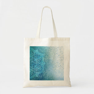 Bolsa Tote Texto verde do Padrão de Grunge Mandala em Segund