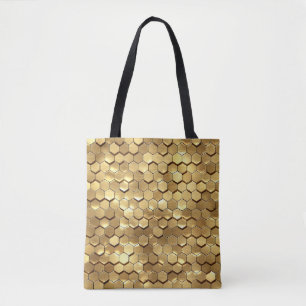 Bolsa Tote Textura 3D do Remetente do ouro Honeycomb