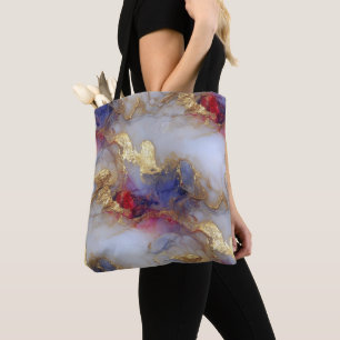Bolsa Tote Textura Abstrata de Tinta Alcoólica com Acentos Do