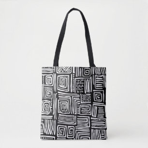Bolsa Tote Textura Abstrata Monocromática de Linha Tecida Pre