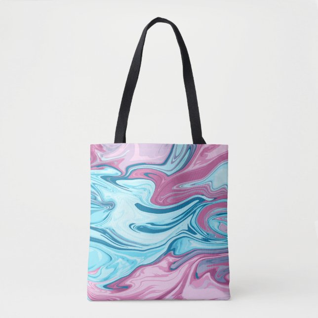 Bolsa Tote textura abstrato elegante do fluxo líquido de márm (Frente)