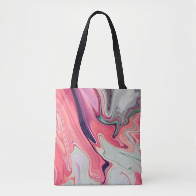 Bolsa Tote textura abstrato elegante do fluxo líquido de márm (Frente)