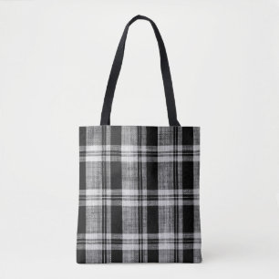 Bolsa Tote Textura branca e preta do tecido da xadrez com ver