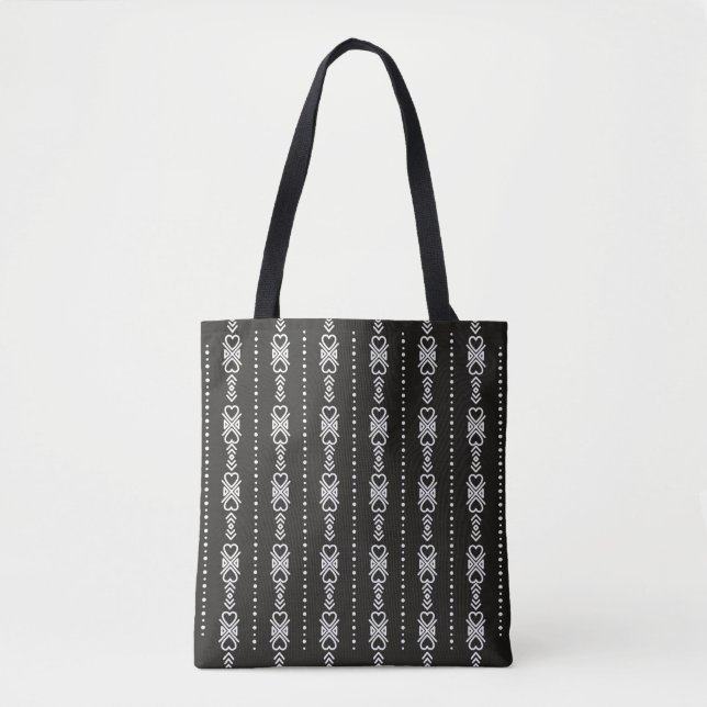 Bolsa Tote textura cardíaca abstrato aztec (Frente)