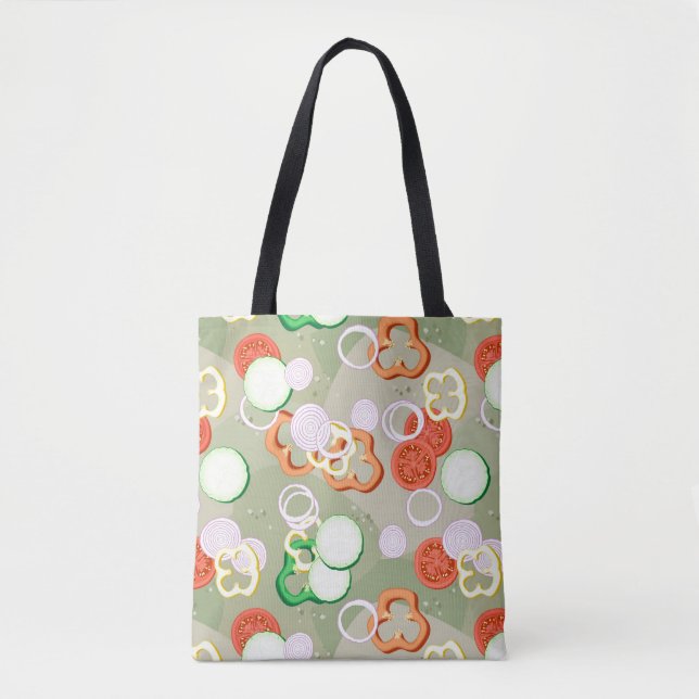 Bolsa Tote Textura com fatias de vegetais (Frente)