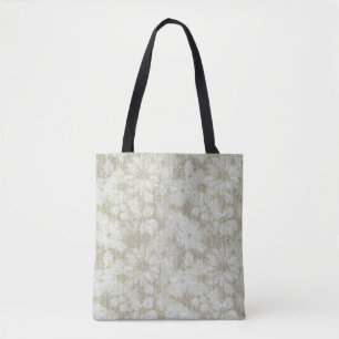 Bolsa Tote Textura Cremosa de Veludo Floral Margarida