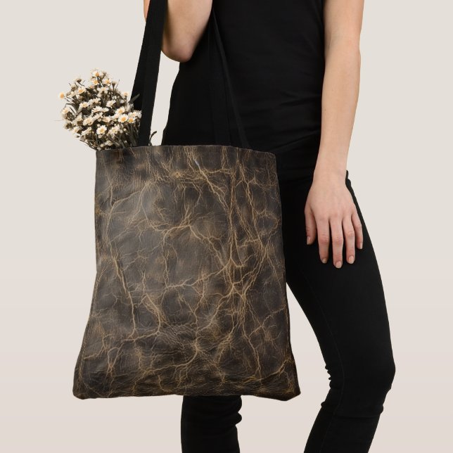 Bolsa Tote Textura De Couro Bruto Em Vintage (Close Up)