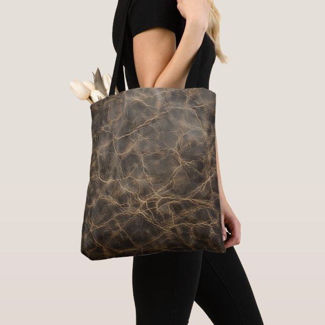 Bolsa Tote Textura De Couro Bruto Em Vintage (Close Up)