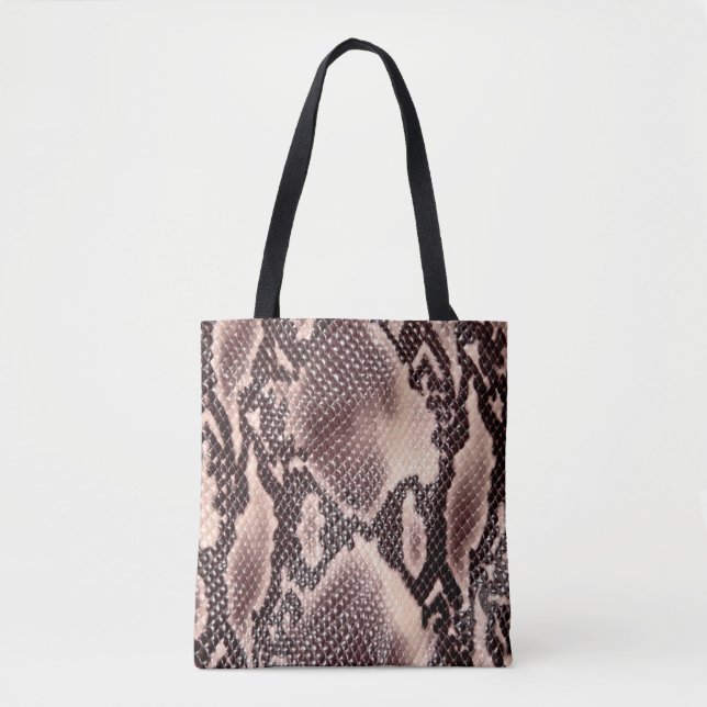 Bolsa Tote Textura de couro cobra castanho (Frente)