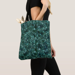 Bolsa Tote Textura de Crosta de Mosaico Oceânico Padrão Abstr