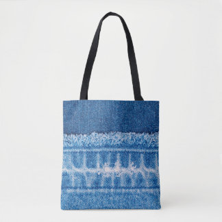 Bolsa Tote Textura de denim de jeans azuis