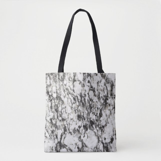 Bolsa Tote Textura de granito | Fundo do mármore em preto (Frente)
