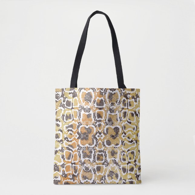 Bolsa Tote Textura de impressão de animais de Cobra de Leopar (Frente)