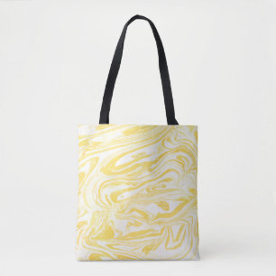 Bolsa Tote Textura de mármore amarelo. Desenho manual