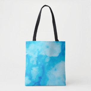 Bolsa Tote Textura de mármore branco azul com padrão natural