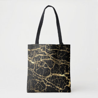 Bolsa Tote Textura de Mármore Dourado: Elemento de Design Lux
