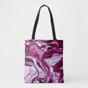 Bolsa Tote Textura de mármore magenta: arte Abstrato de fluid