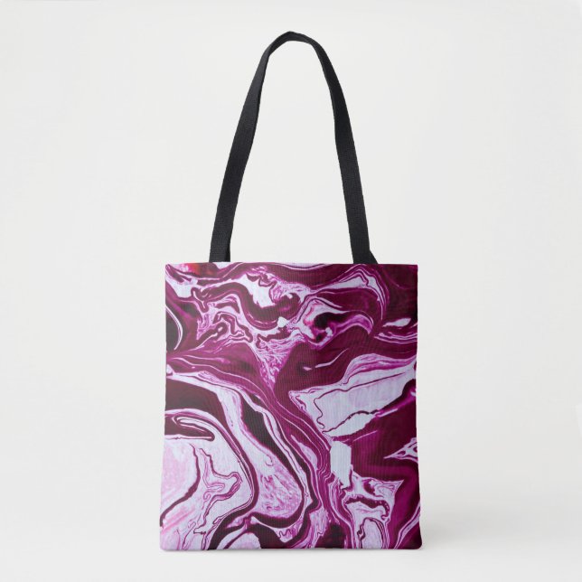 Bolsa Tote Textura de mármore magenta: arte Abstrato de fluid (Frente)
