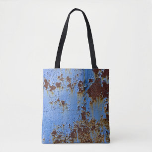 Bolsa Tote Textura de metal e tinta azul.