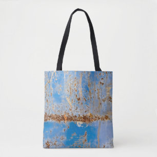 Bolsa Tote Textura de metal enferrujado, decor arranhado azul