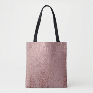 Bolsa Tote Textura de ouro metálico, quartzo rosa.