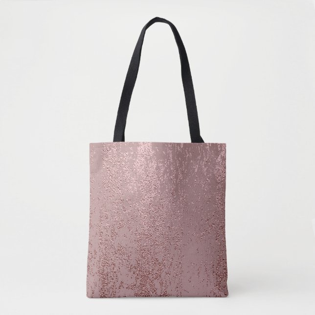 Bolsa Tote Textura de ouro metálico, quartzo rosa. (Frente)