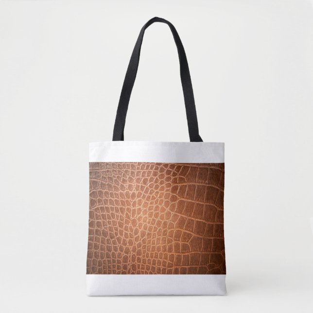 Bolsa Tote Textura de pele castanha em couro para fundo (Frente)
