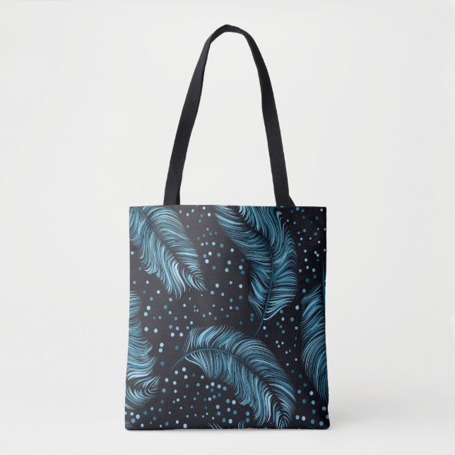 Bolsa Tote Textura de pena escura, abstrato. (Frente)