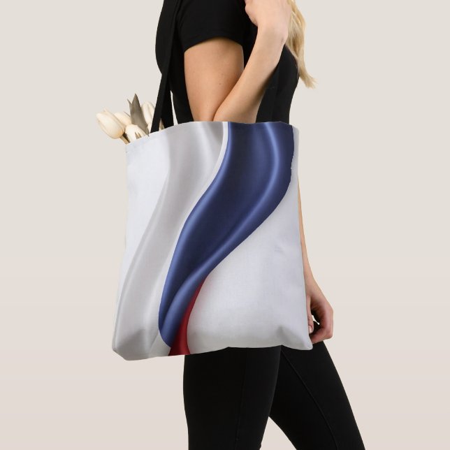 Bolsa Tote Textura de seda com bandeira francesa (Close Up)