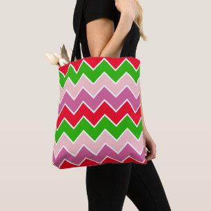 Bolsa Tote Textura do padrão colorida em negrito Chevron
