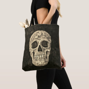 Bolsa Tote Textura do Velho Grunge Negro do Crânio Humano G